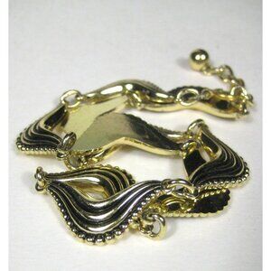 Can Floxal Necklace 17 In Vintage Jewelry Goldtone Panel Choker Wave Scroll